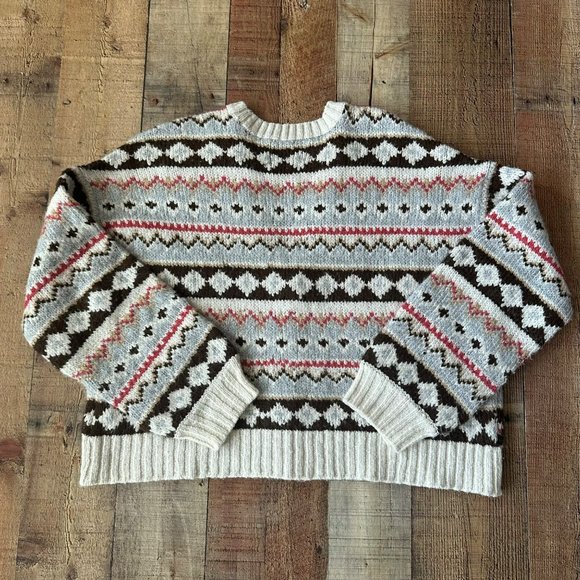 Vintage-Inspired American Eagle Knit Cardigan Sweater Nordic Pattern Button-Up - Picture 6 of 6